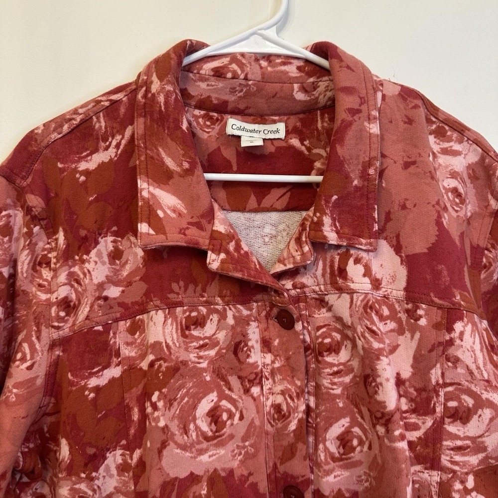 Womens Coldwater Creek 100% Cotton Light Dressy Jacket Rose‎ Pink Pink Button XL - Picture 3 of 10